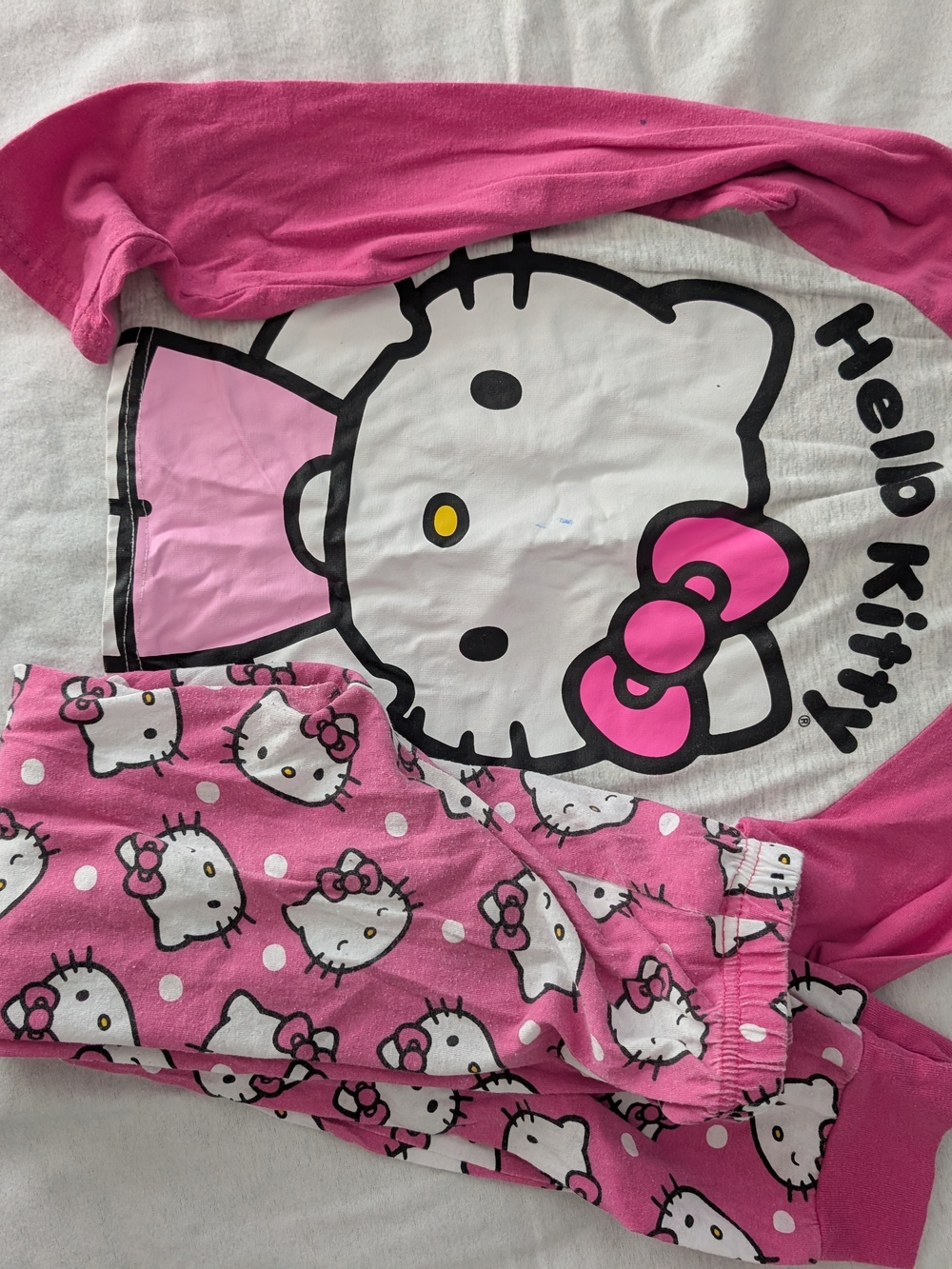 Hello Kitty Pink and White Girls Pajama Set